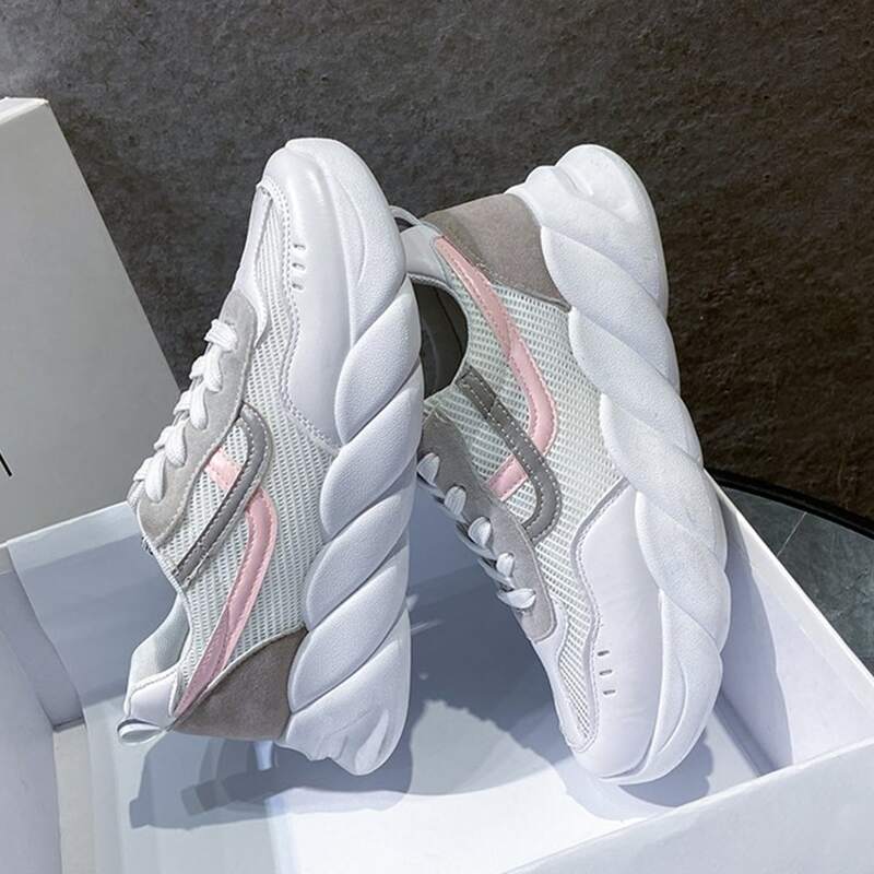 

Lace-up Mesh Chunky Sneakers, Multicolor