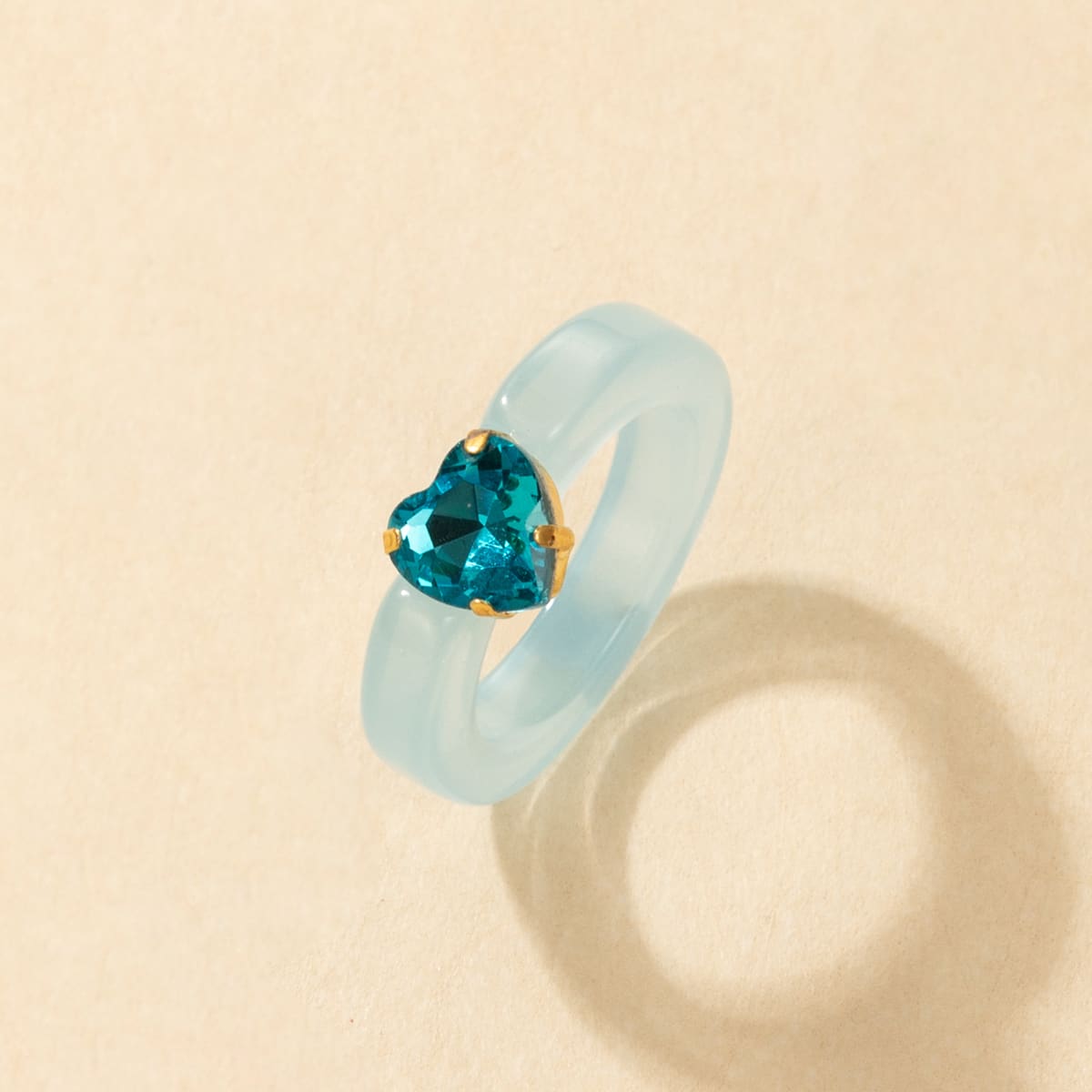 

Heart Rhinestone Decor Ring, Blue