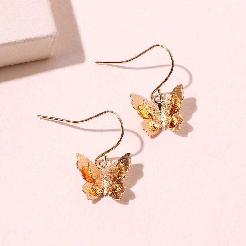 

Butterfly Drop Earrings, Gold
