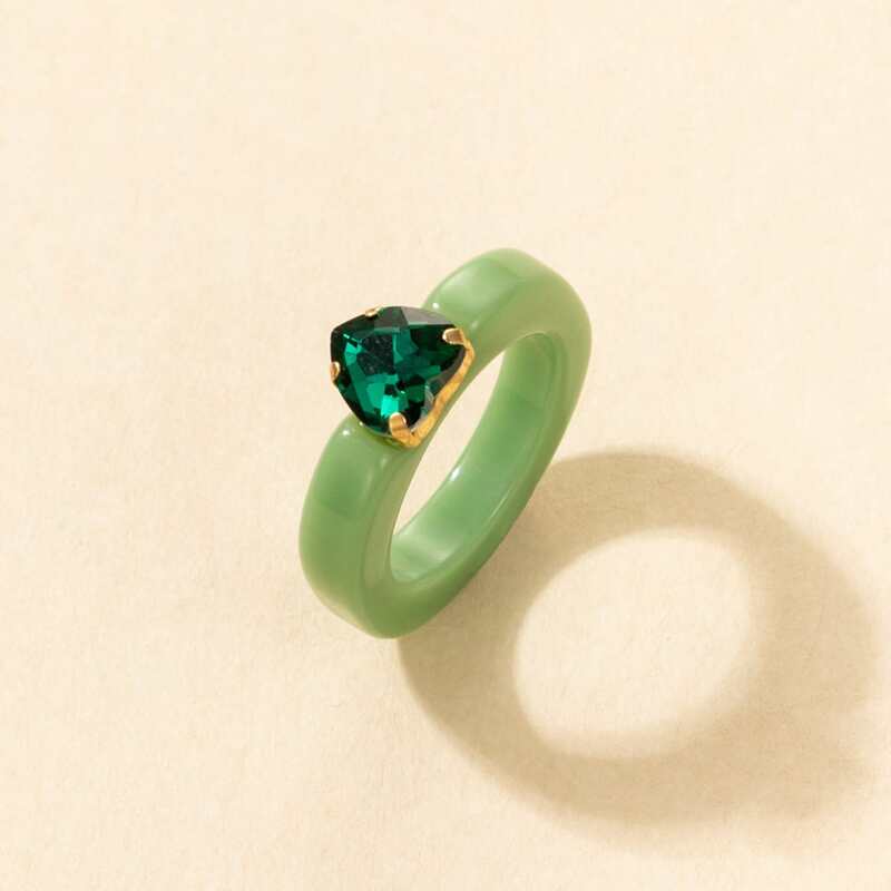 

Heart Rhinestone Decor Ring, Green