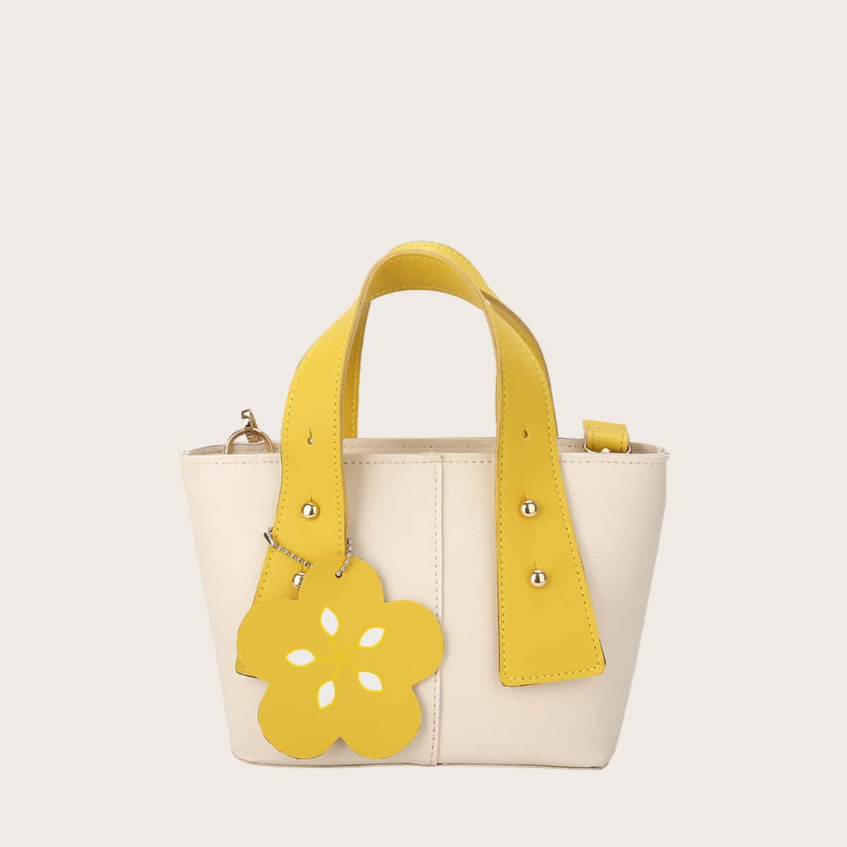 

Color Block Floral Decor Satchel Bag, Multicolor