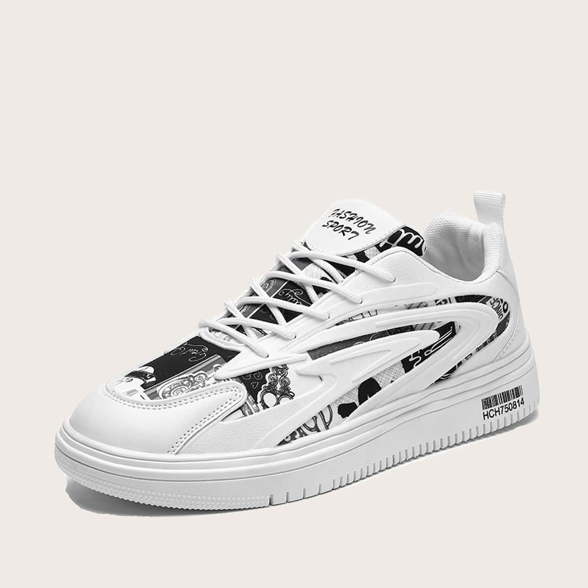 

Guys Graffiti Print Sneakers, White