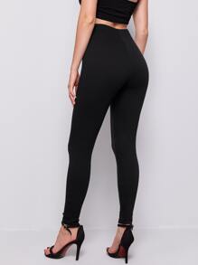 Mulvari Elastic Waist Solid Leggings - Black - View 2