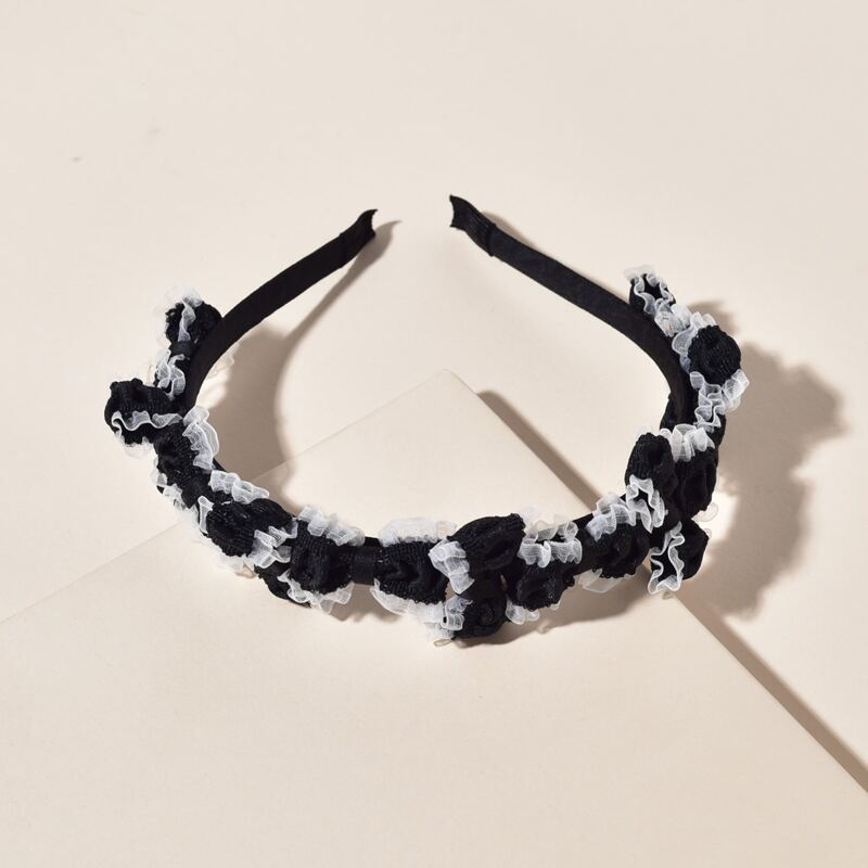 

1pc Bow Decor Headband, Black and white