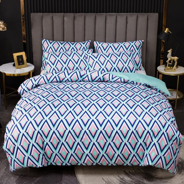 

Geometric Pattern Duvet Cover Set Without Filler, Multicolor