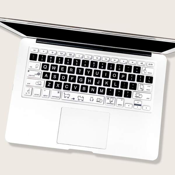

Защитная пленка на клавиатуру MacBook с узором кошки, Черный и белый