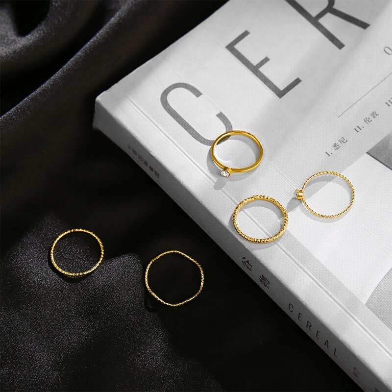 5pcs Minimalist Ring, Gold