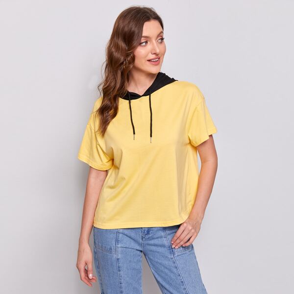 

Contrast Hooded Top, Yellow