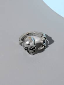 骷髏裝飾戒指 - 銀色 - 查看 3