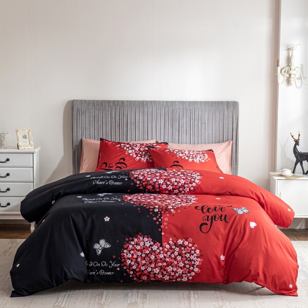 

Flower Print Duvet Cover Set Without Filler, Multicolor
