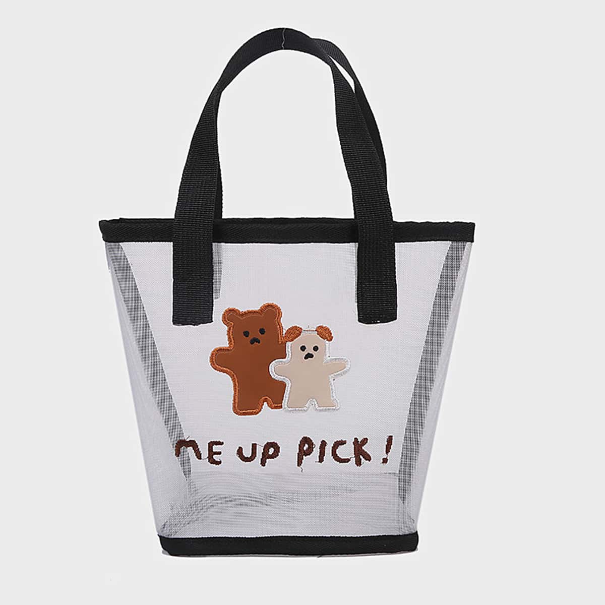 

Cartoon Graphic Embroidery Satchel Bag, Multicolor