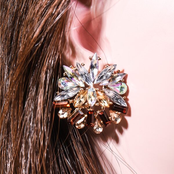 

Rhinestone Decor Earrings, Multicolor