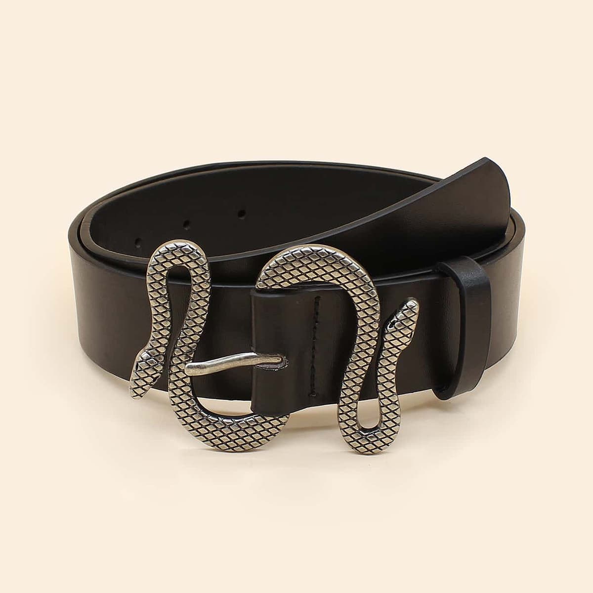 

Snake Design Buckle Belt, Black