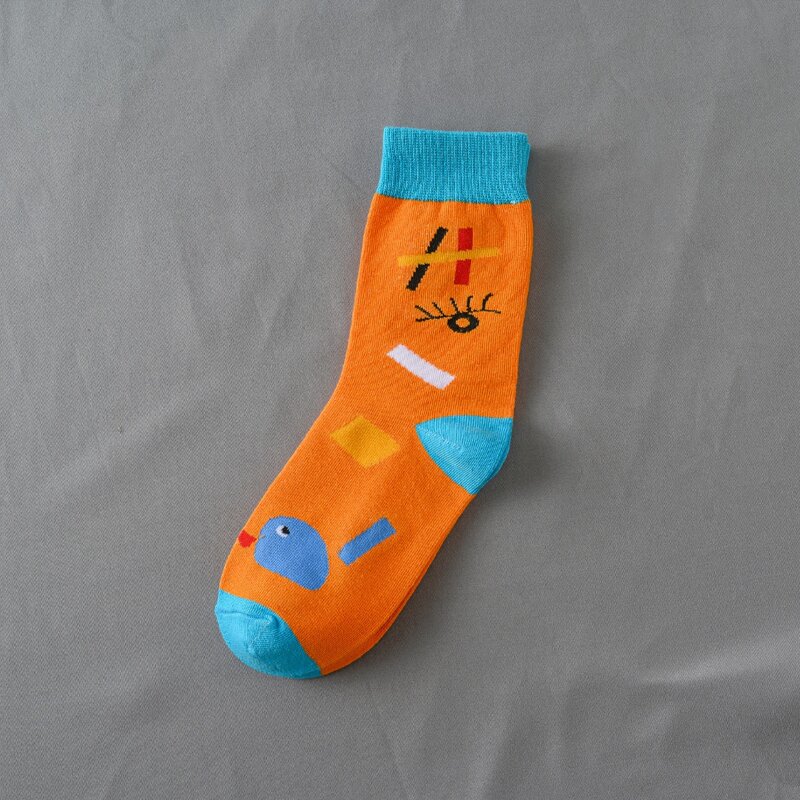 

Cartoon Graphic Crew Socks, Orange