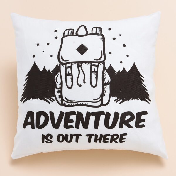 

Slogan Graphic Cushion Cover Without Filler, White