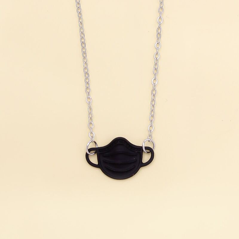 

Face Mask Charm Necklace, Black