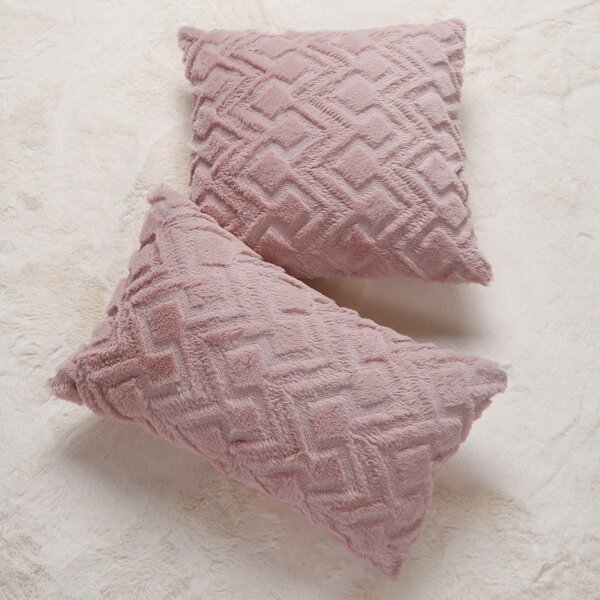 

1pc Plain Plush Cushion Cover Without Filler, Pink