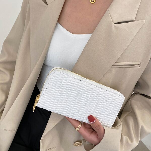 

Textured Long Purse, White