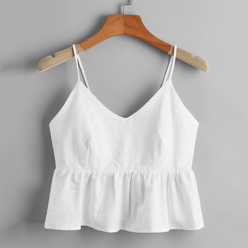 

Solid Peplum Cami, White