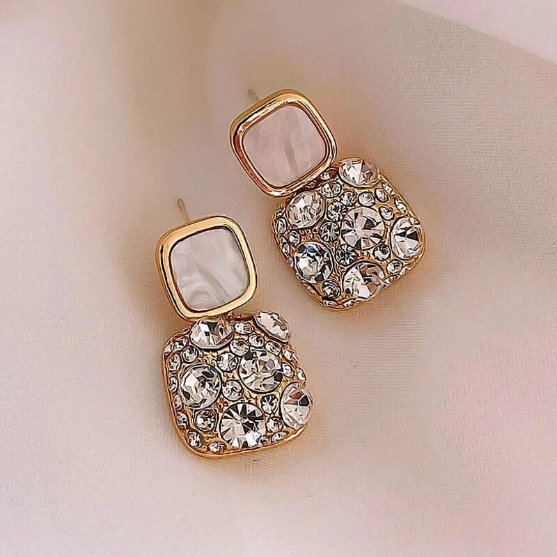 

Rhinestone Charm Drop Earrings, Gold