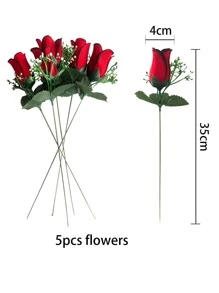 5 cái hoa hồng nhân tạo - Nhiều màu - Xem 2