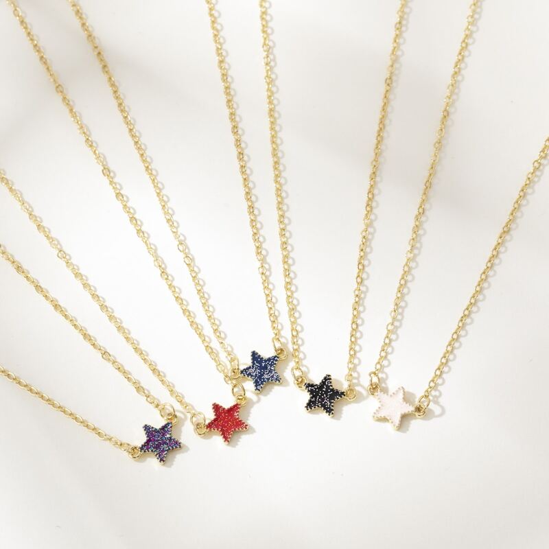 

5pcs Star Pendant Necklace, Multicolor