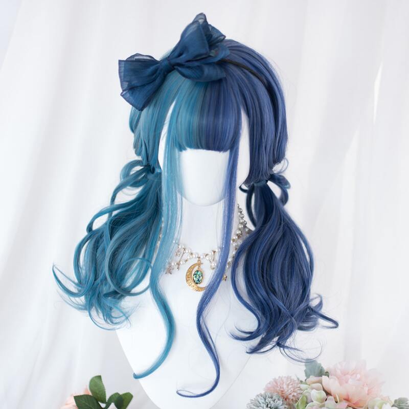 

Colorblock Natural Curly Wig With Bangs, Multicolor