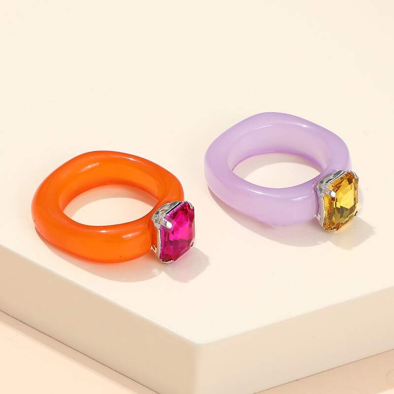 

2pcs Resin Ring, Multicolor