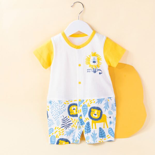 

Baby Boy Cartoon Lion Graphic Romper, Multicolor