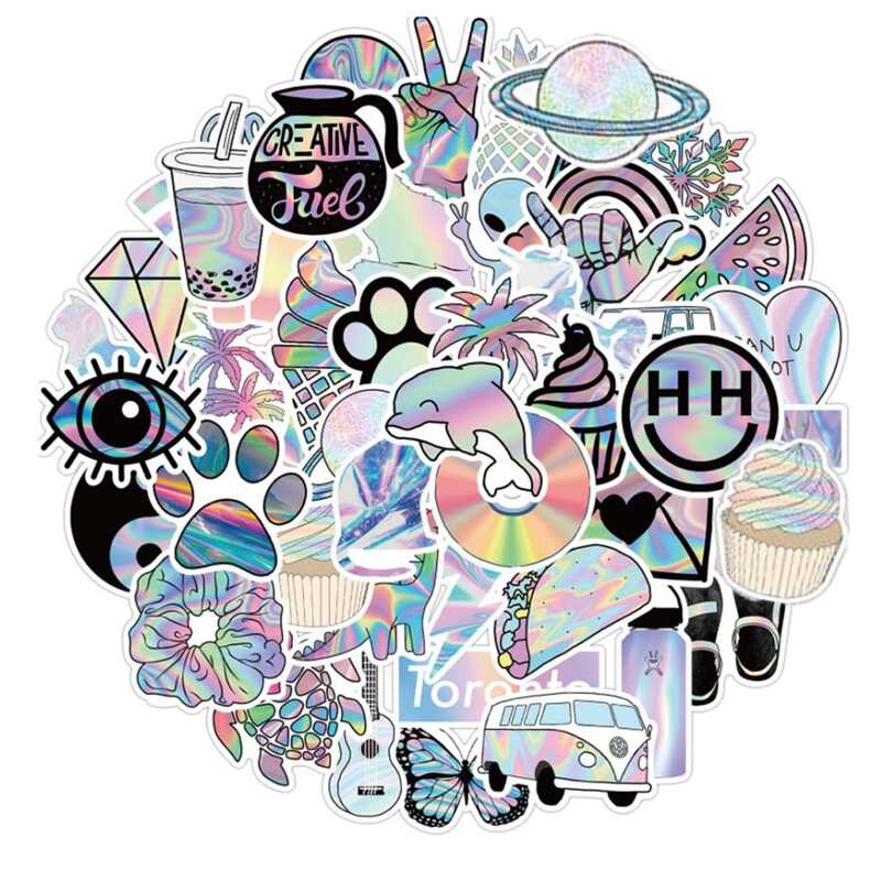 

50pcs Holographic Sticker, Multicolor