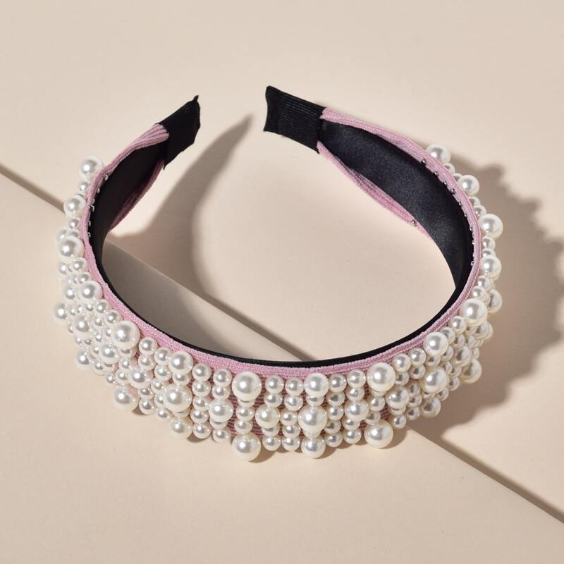 

Faux Pearl Decor Headband, White