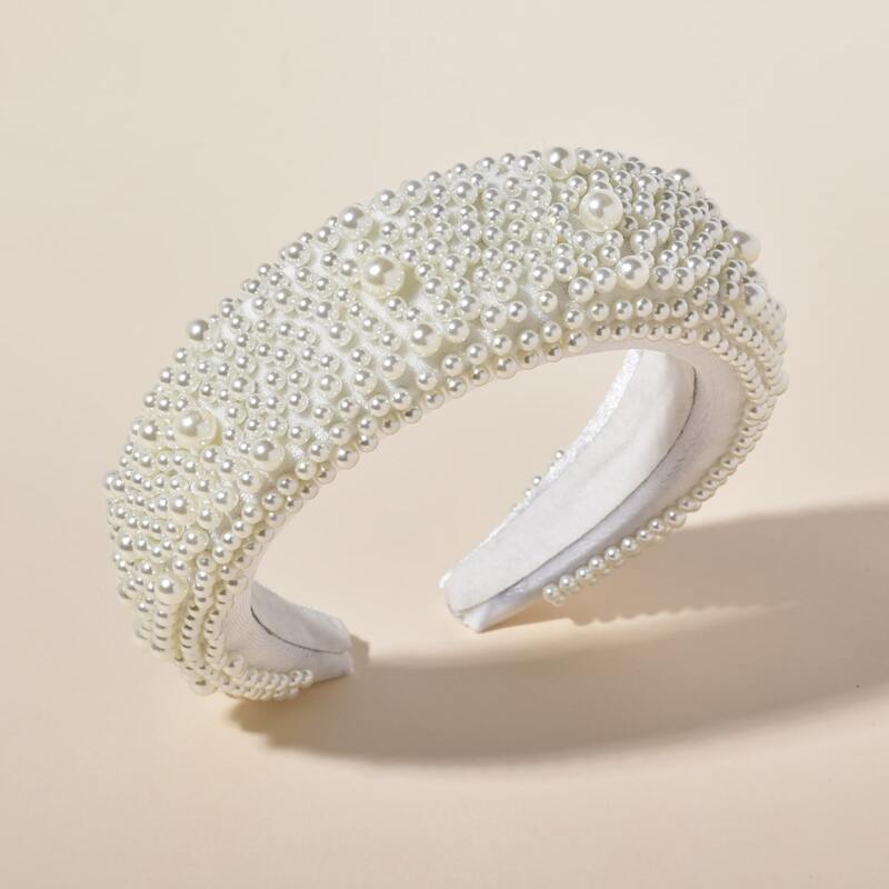 

Faux Pearl Decor Headband, White