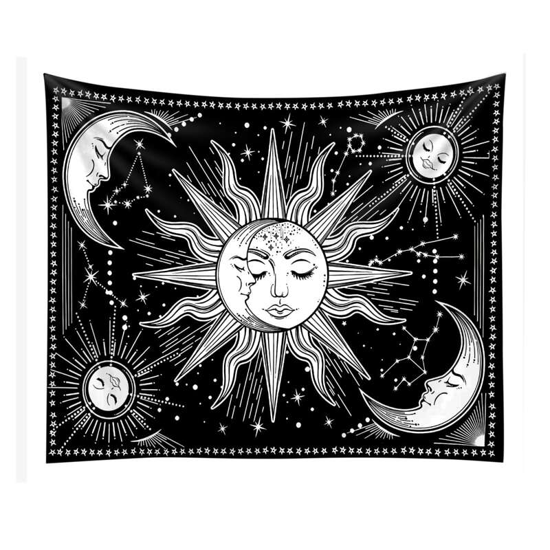 

Sun & Moon Print Tapestry, Black and white