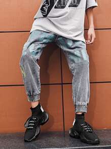 Men High Top Knit Chunky Sneakers - Black - View 4