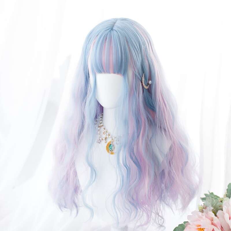 

Ombre Natural Curly Wig With Bangs, Multicolor
