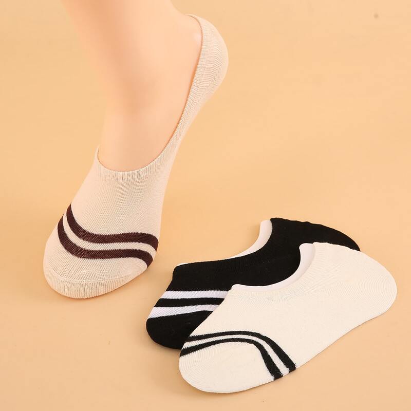 

3pairs Striped Invisible Socks, Multicolor