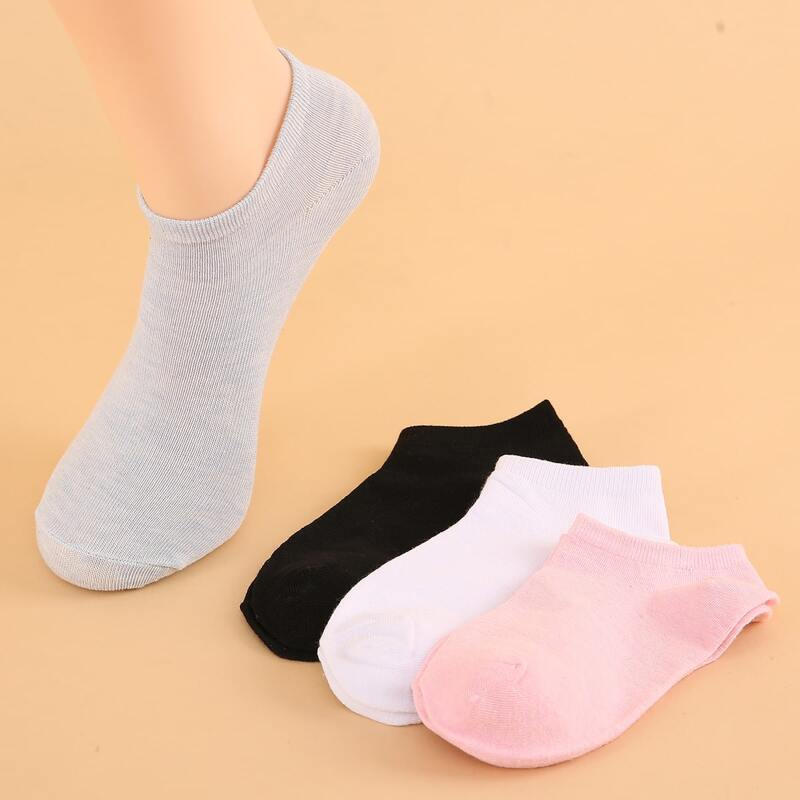 

4pairs Plain Ankle Socks, Multicolor