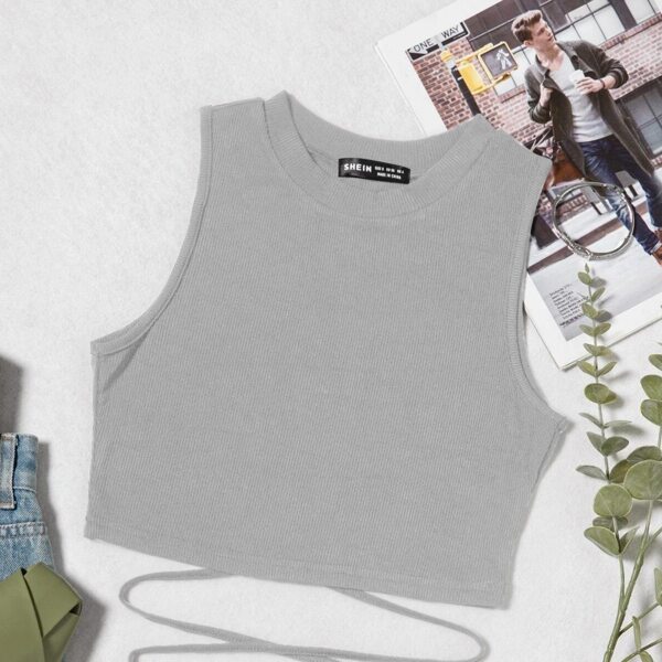 

Lace Up Waist Tank Top, Grey