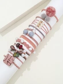 12 chiếc nơ buộc tóc trang trí hạt - Nhiều màu - Xem 1