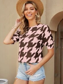 لباس علوي نمط نقش مسنن - متعدد الألوان - مشاهدة 4