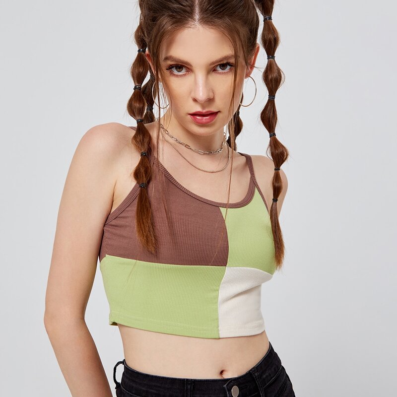 

Cut And Sew Crop Cami Top, Multicolor