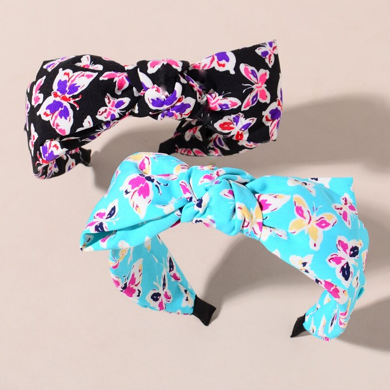 

2pcs Butterfly Pattern Bow Headband, Multicolor