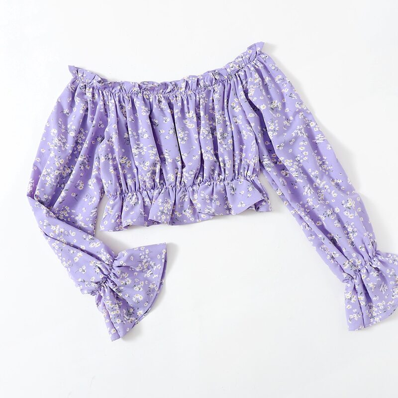 

Ditsy Floral Ruched Bust Crop Top, Lilac purple
