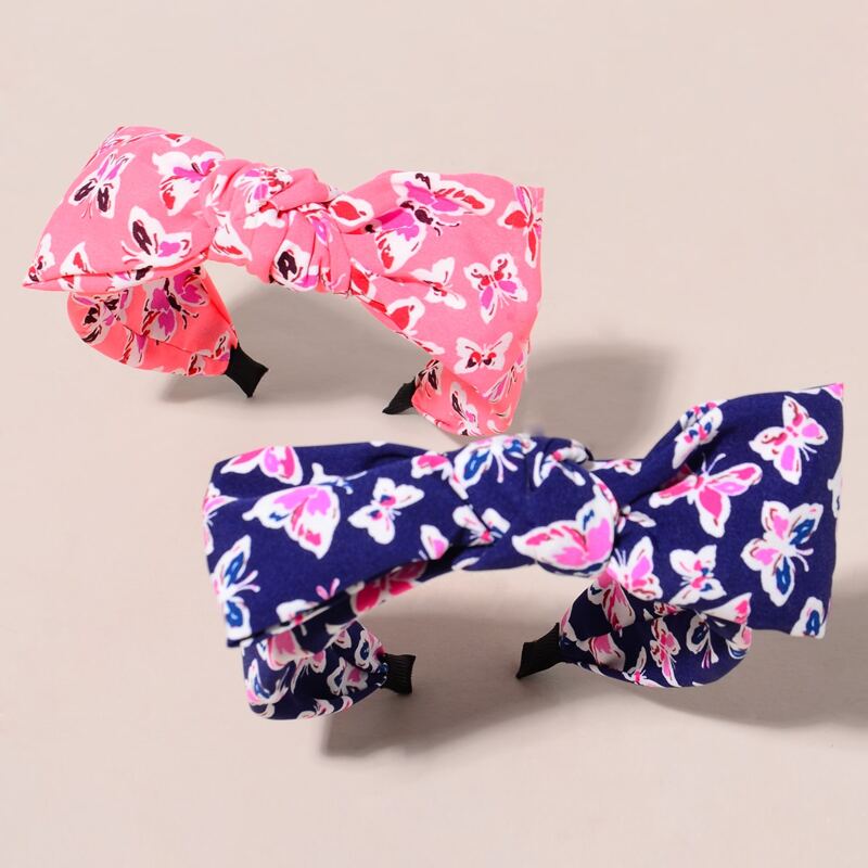 

2pcs Butterfly Pattern Bow Headband, Multicolor
