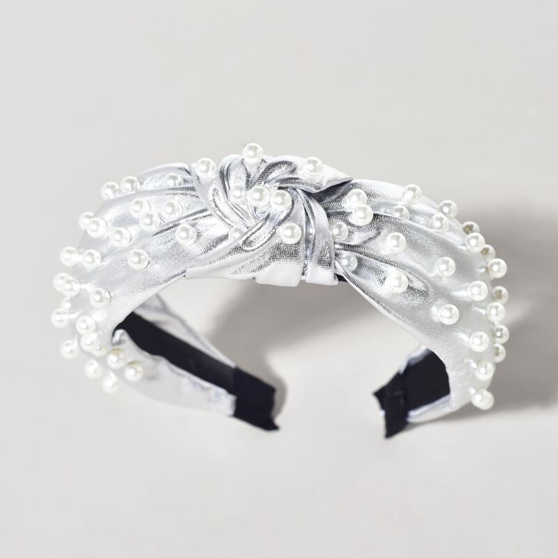 

Faux Pearl Knot Headband, Silver