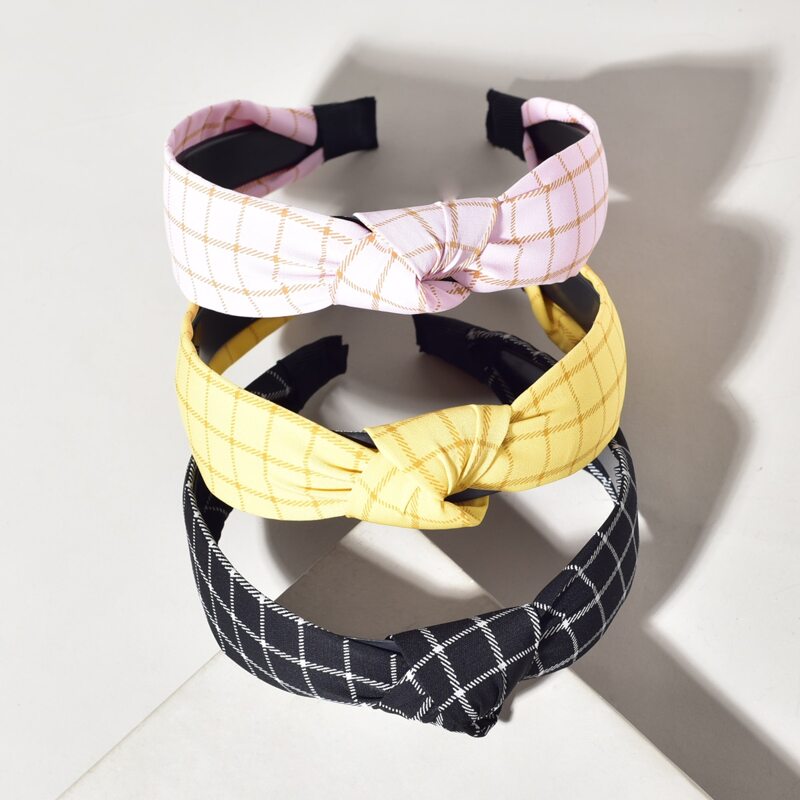 

3pcs Plaid Knot Headband, Multicolor