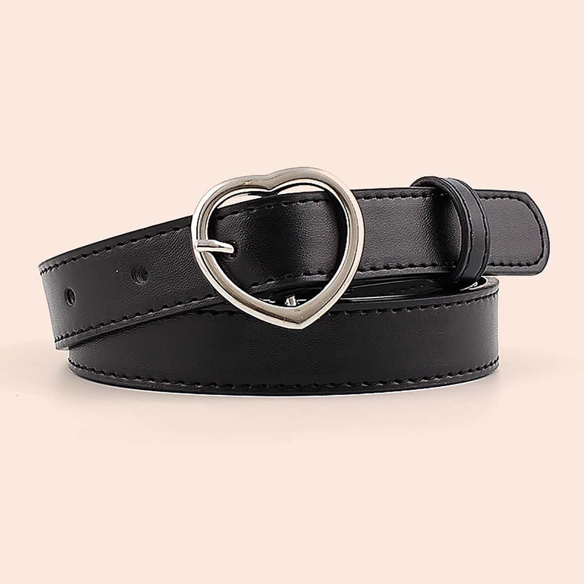 

Heart Design Buckle Belt, Black