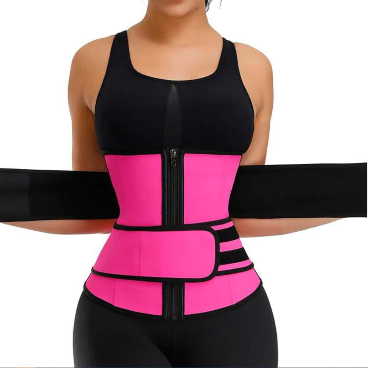 

Sport Adjustable Zipper Waist Trainer, Rose red