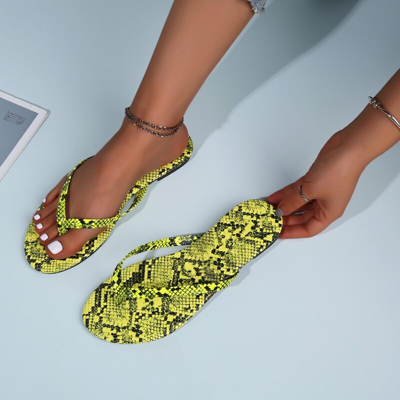 

Snakeskin Thong Sandals, Yellow