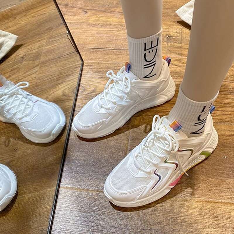 

Ombre Lace-up Mesh Sneakers, Pink